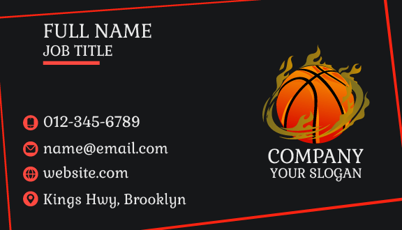 Army Green Fire Basketball Business Card