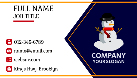 Black Hat Snowman Winter Business Card