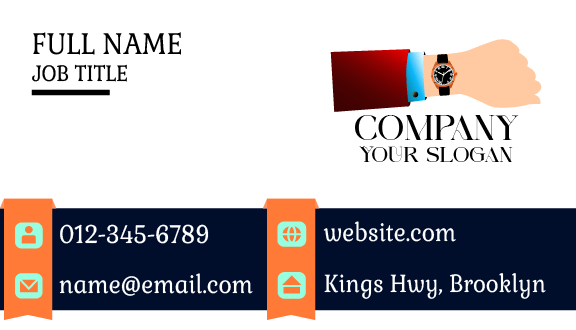 Black Wrist Watch Business Card