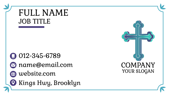 Blue Church Cross Business Card