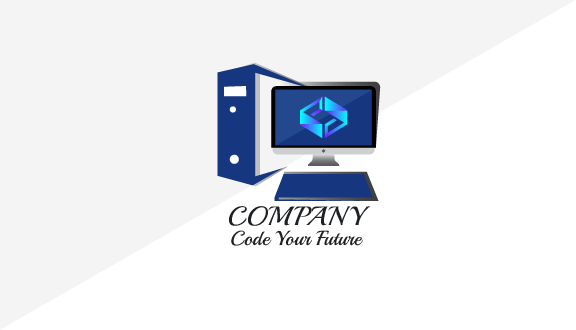 Blue Computer Desktop Business Card