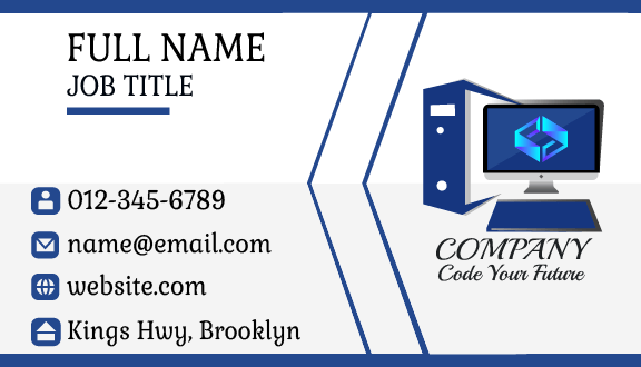 Blue Computer Desktop Business Card