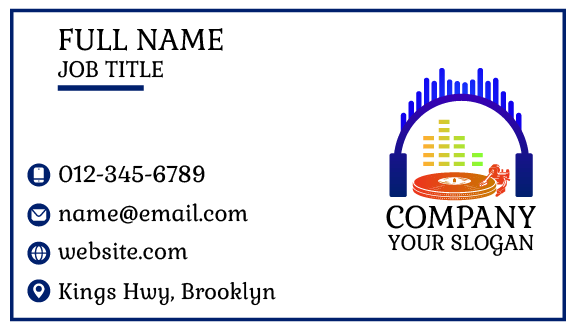 Blue Headset DJ Business Card