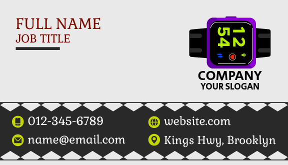 Bold Purple Watch Business Card