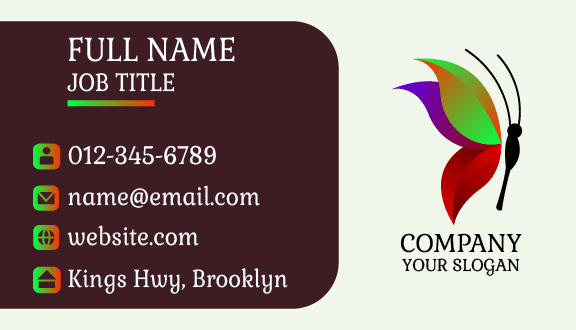 Closed Wing Butterfly Business Card