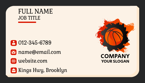 Color Splash Basketball Business Card