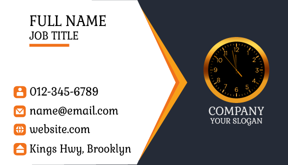 Dark Gray Clock Business Card