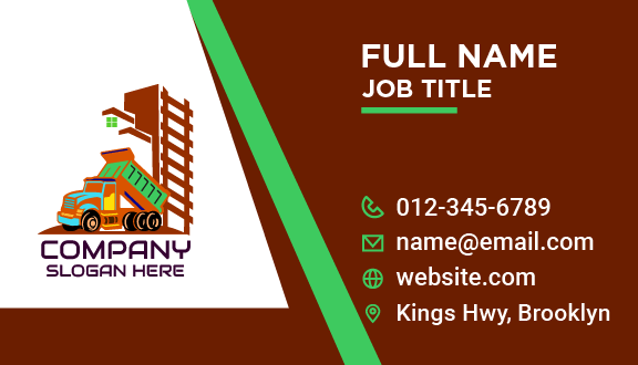 Dump Truck Construction Business Card