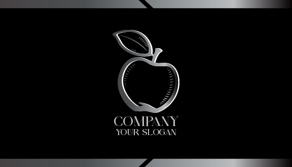 Elegant Silver Apple Business Card