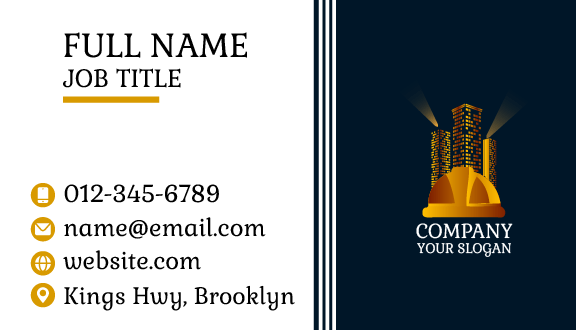 Golden Construction Cap Business Card