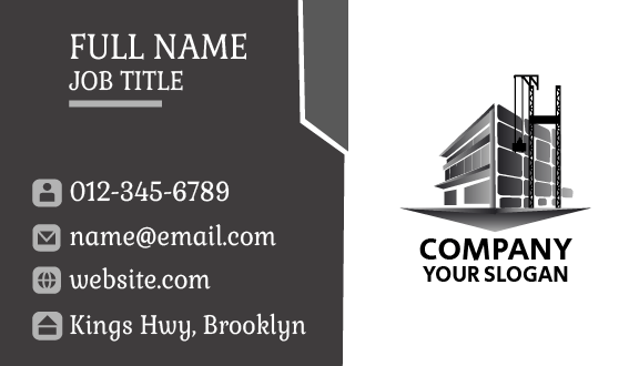 Graceful Gray Construction Business Card