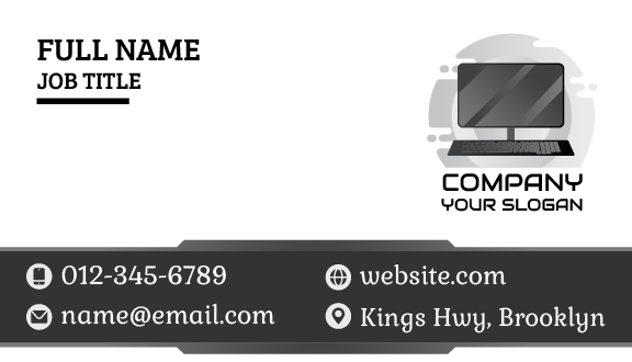 Graceful Black Computer Business Card