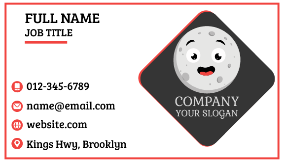 Gray Moon Sticker Business Card