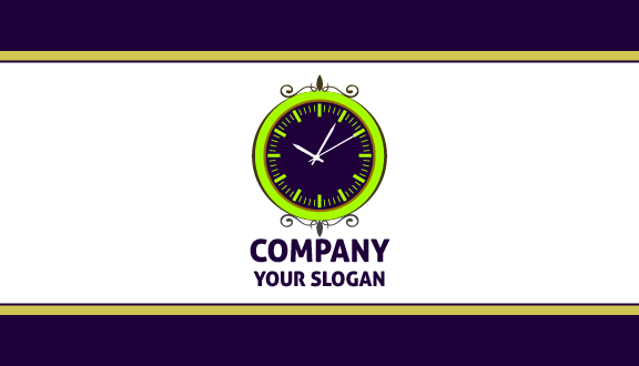 Green Frame Clock Business Card