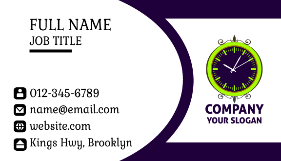 Green Frame Clock Business Card