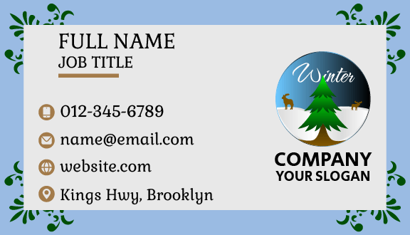 Green Tree Winter Business Card