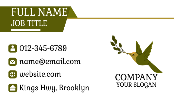 Green Twig Bird Business Card