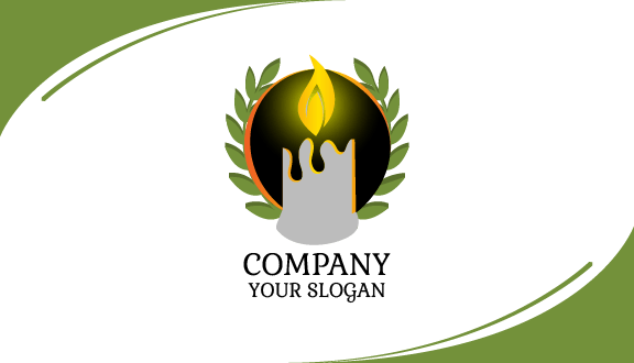 Green Wreath Candle Business Card