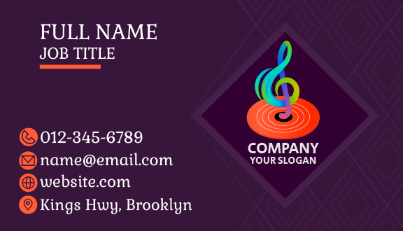 Groovy Purple DJ Business Card