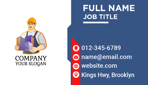 Happy Construction Worker Business Card