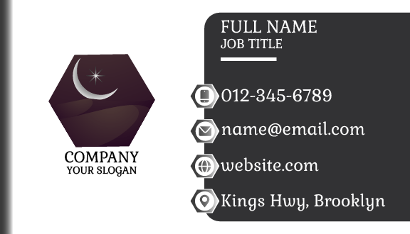 Hexagon Shaped Moon Business Card