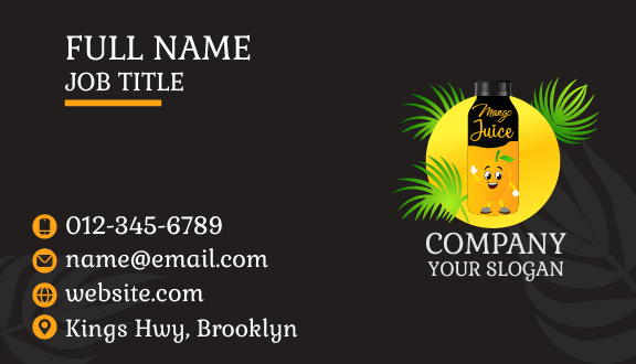 Mango Bottle Juice Business Card