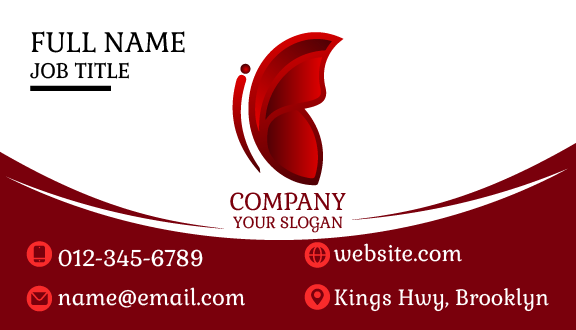 Maroon Butterfly Business Card