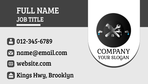 Metallic Gray Plumber Business Card
