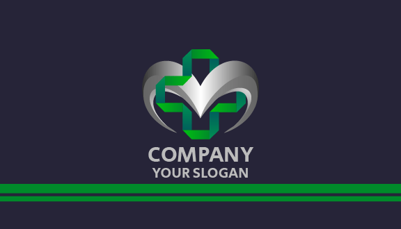 Metallic Heart Pharmacy Business Card