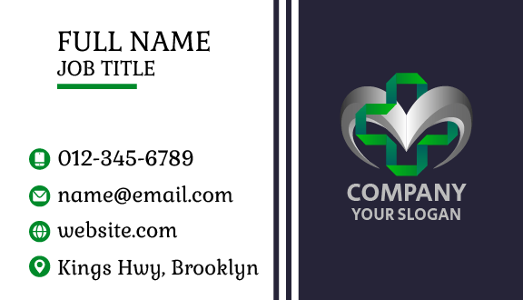 Metallic Heart Pharmacy Business Card
