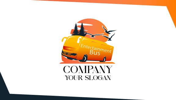 Modern Orange Bus Business Card