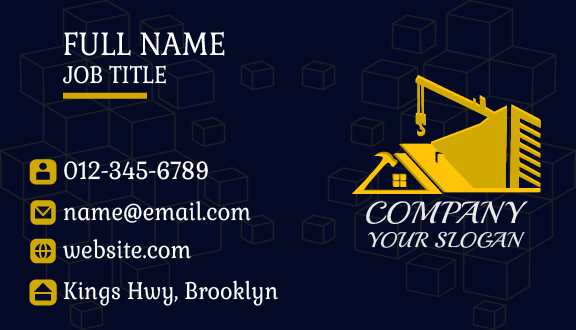 Mustard Theme Construction Business Card