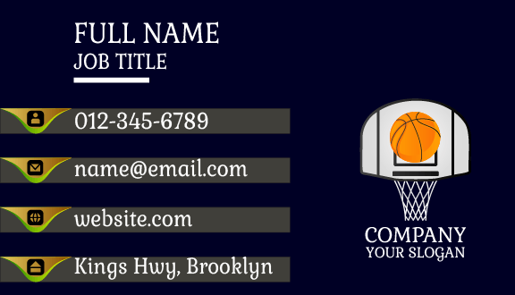 Navy Blue Basketball Business Card