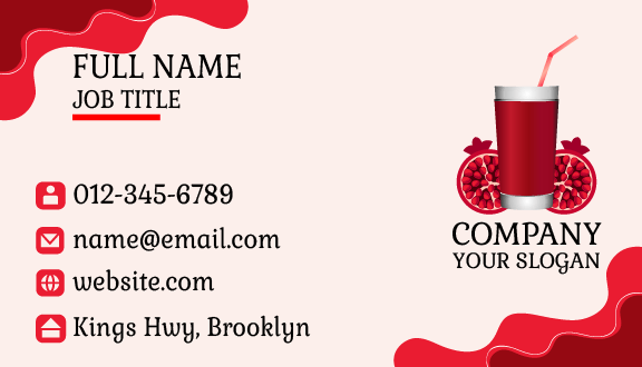 Nourishing Pomegranate Juice Business Card
