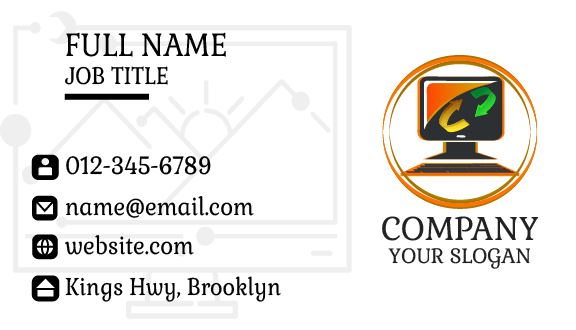 Orange Computer Business Card