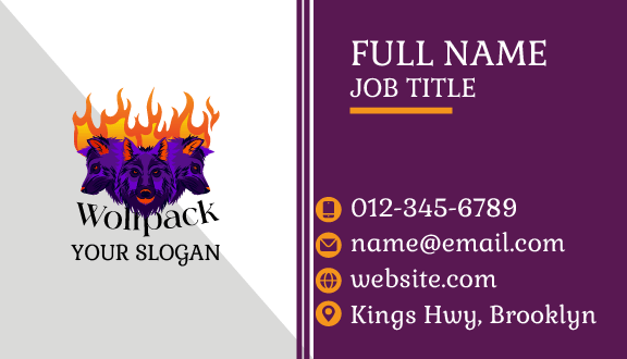 Orange Fire Wolf Business Card