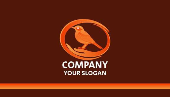 Orange Hand Bird Business Card