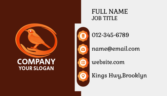 Orange Hand Bird Business Card