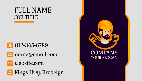 Orange Outline Plumber Business Card