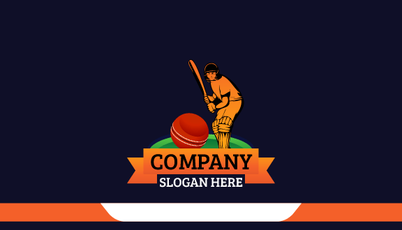 Orange Silhouette Cricket Business Card