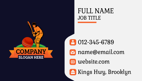 Orange Silhouette Cricket Business Card