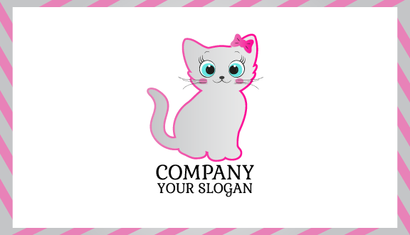 Pink Bow Cat Business Card