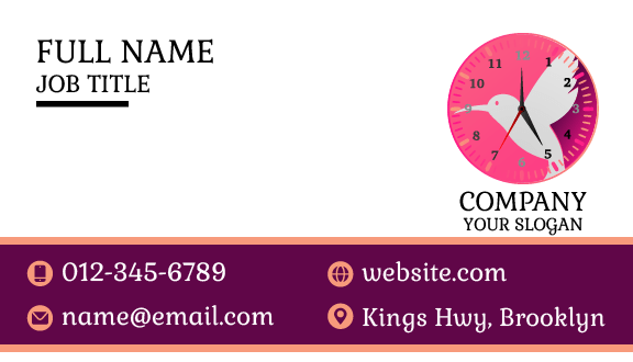 Pink Faced Clock Business Card