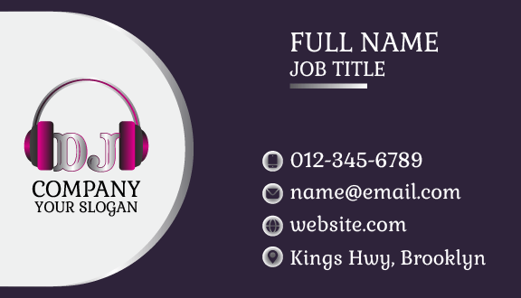 Purple Headphone DJ Business Card