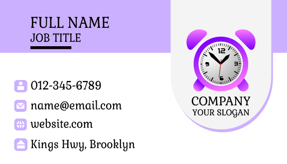 Purple Ringing Clock Business Card