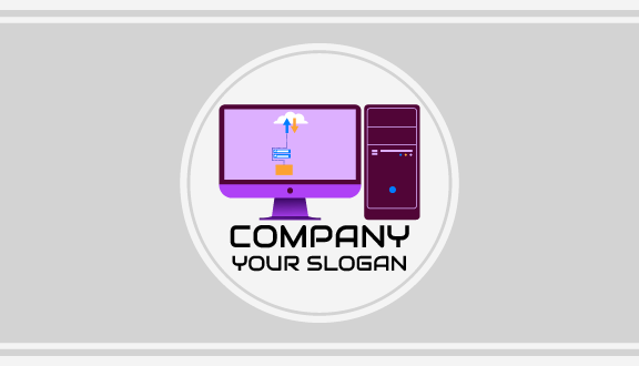 Purple Screen Computer Business Card