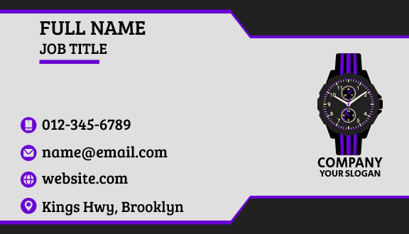 Purple Stripe Watch Business Card