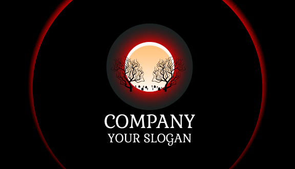 Red Boundary Moon Business Card