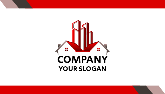 Red Building Architect Business Card