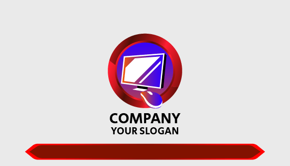 Red Circle Computer Business Card